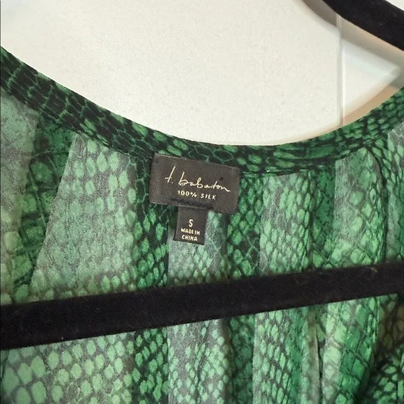 Aritzia Babaton Green 1/2 Sleeve Dress - Snakeskin Python - 100% silk - US small - Picture 2 of 4